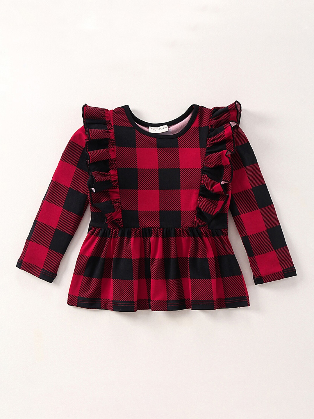 

CrayonFlakes Girls Red & Black Checked Top with Leggings