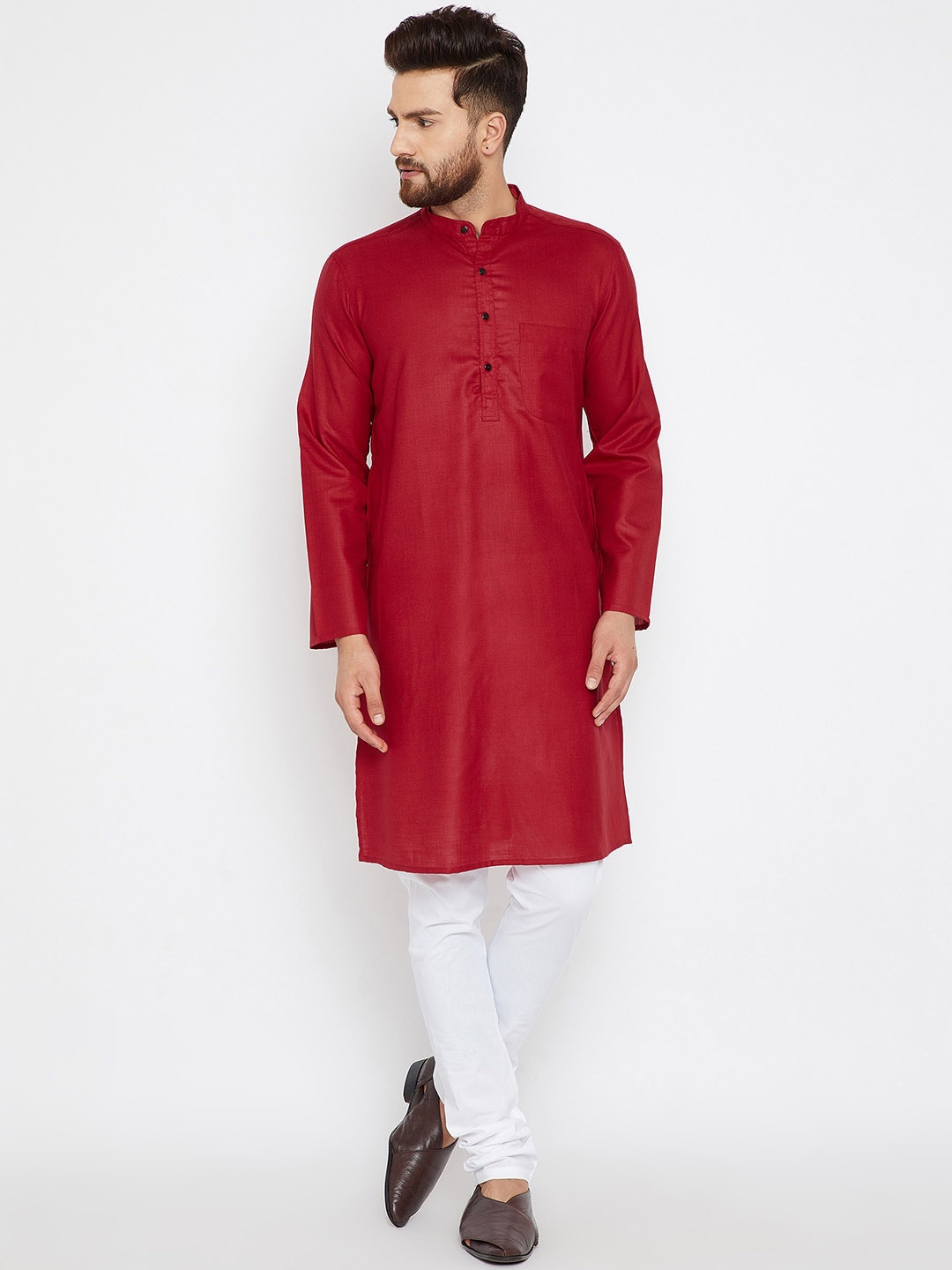 

even Men Maroon Solid Kurta