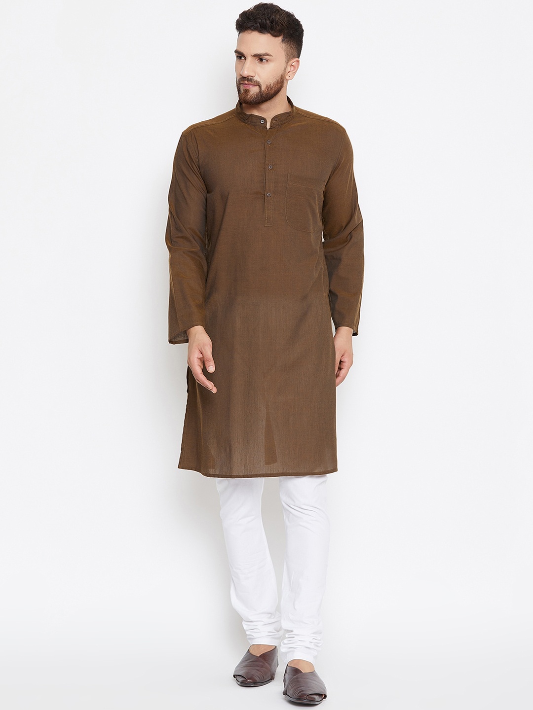 

even Men Brown Solid Kurta