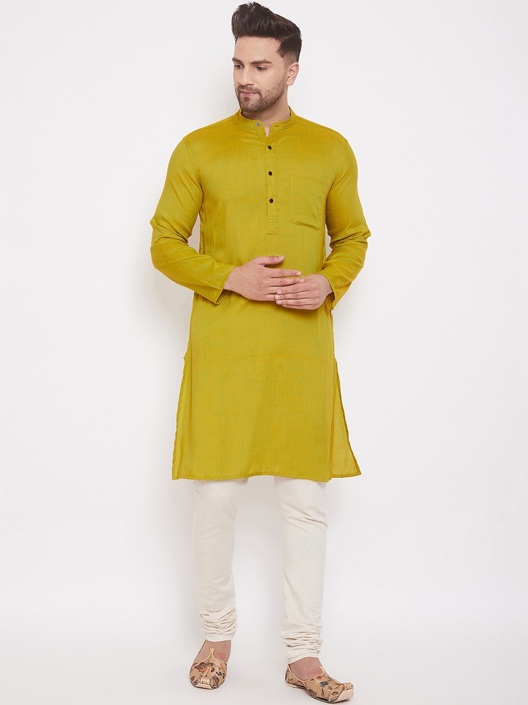 

even Men Green Solid Kurta