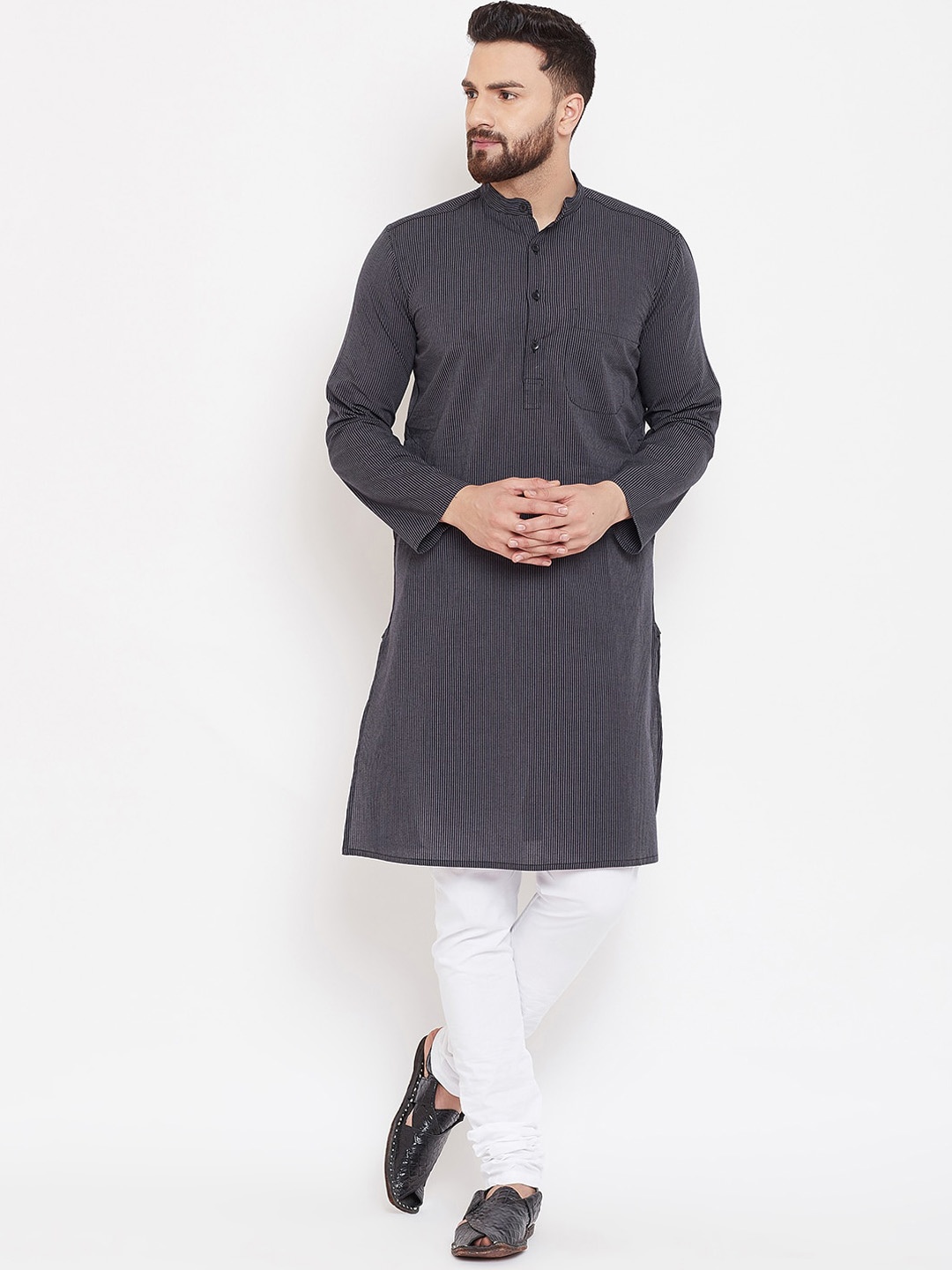 

even Men Grey Solid Kurta