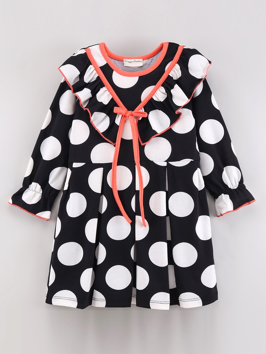 

CrayonFlakes Girls Black Printed Frill Detailed Fit & Flare Dress
