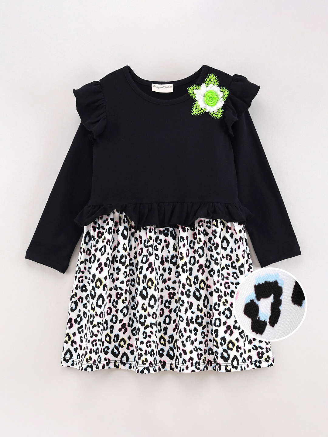 

CrayonFlakes Girls Black Printed Dress