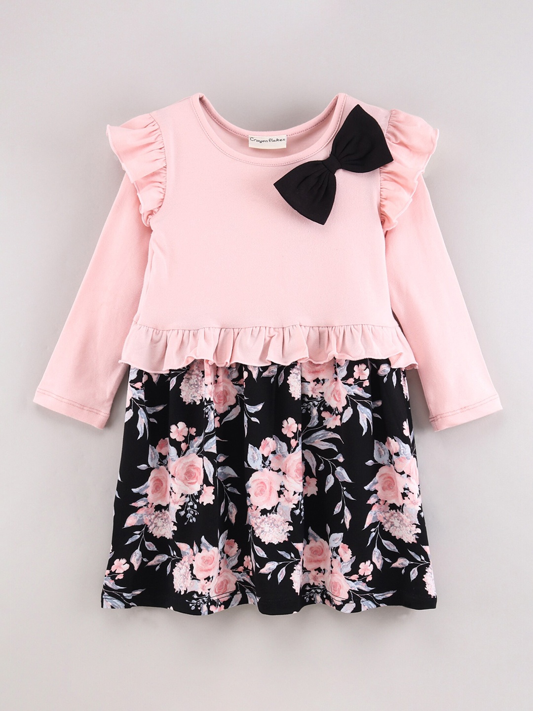 

CrayonFlakes Girls Pink Floral Fit & Flare Dress