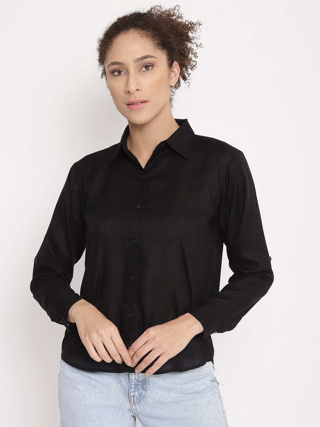 

Anaghakart Women Black Classic Casual Shirt
