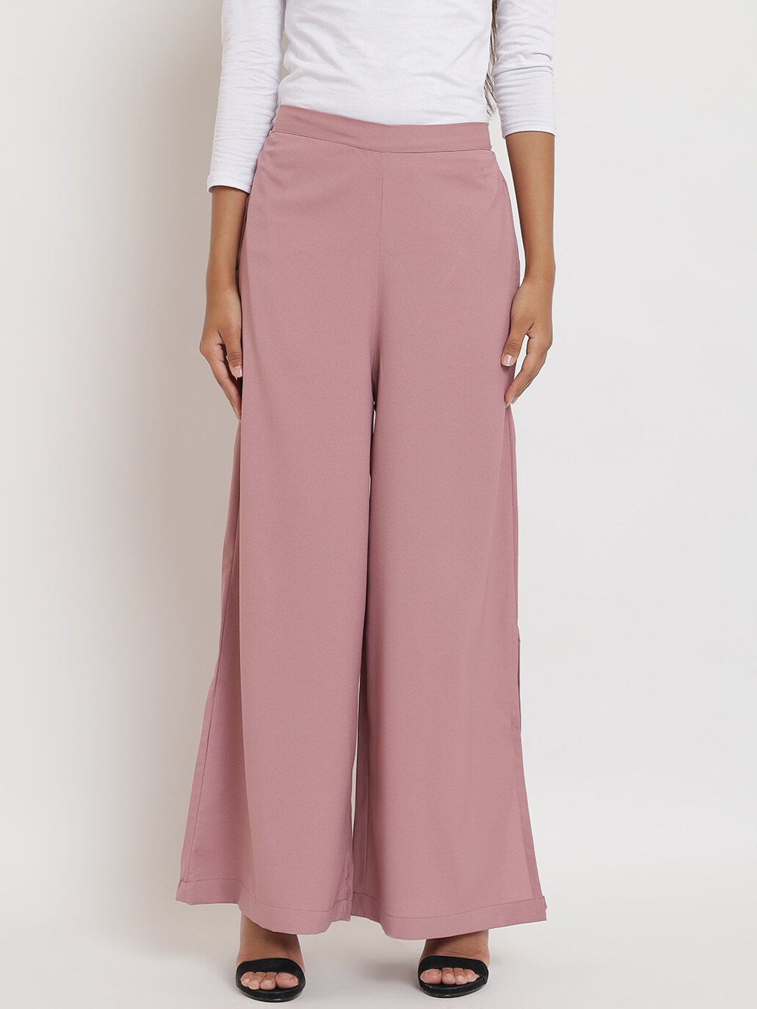 

Anaghakart Women Pink Smart Flared Trousers