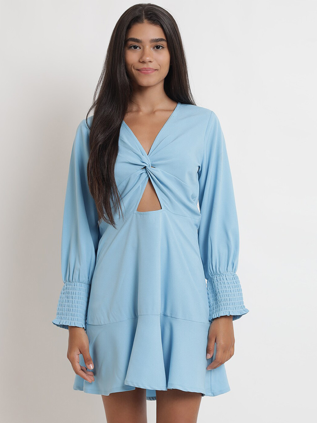 

Anaghakart Women Blue Solid Fit & Flare Dress