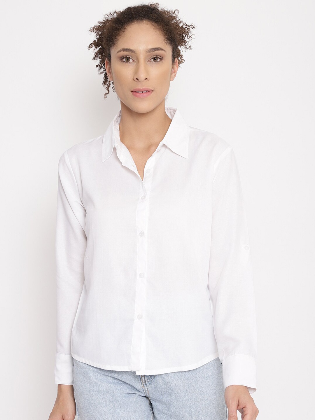 

Anaghakart Women White Classic Casual Shirt