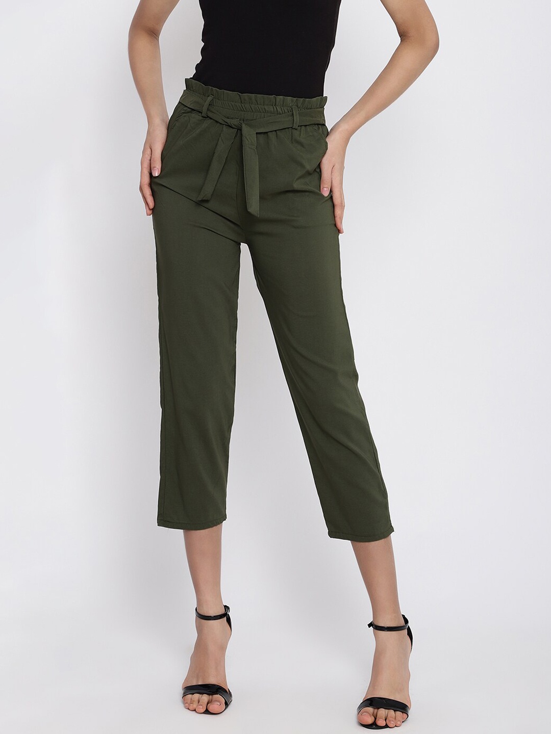 

Anaghakart Women Green Relaxed Straight Leg Slim Fit Trousers