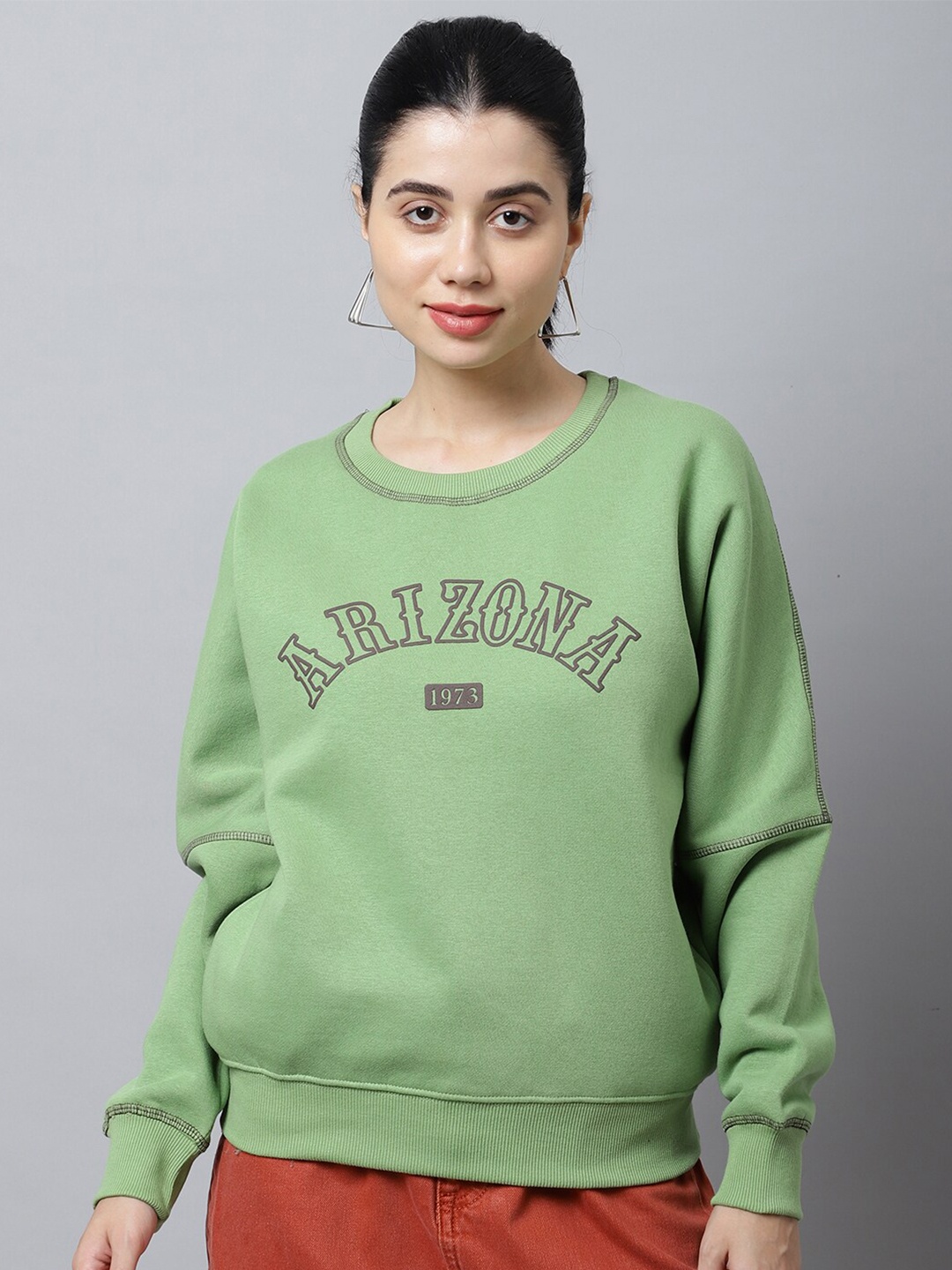 

ANTI CULTURE Women Green Printed Sweatshirt