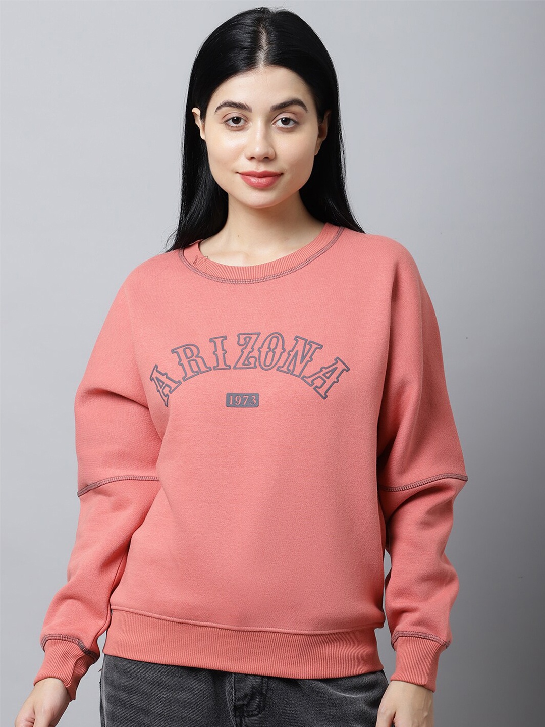 

ANTI CULTURE Women Peach-Coloured Printed Sweatshirt