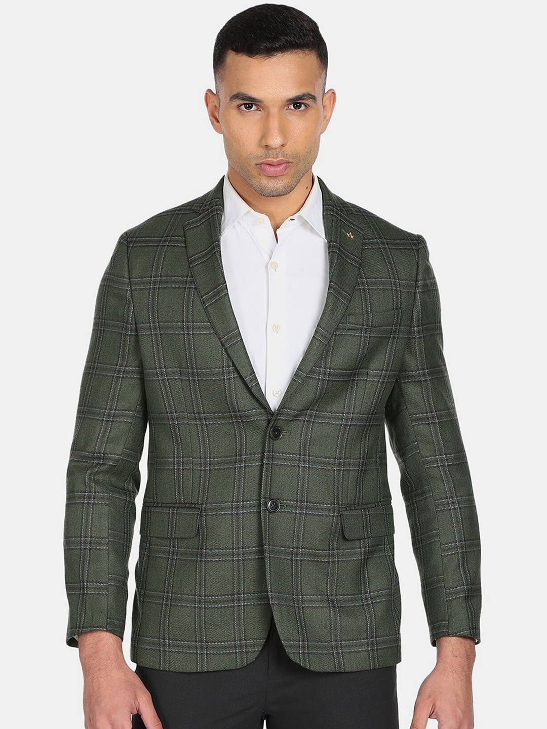 

Arrow Men Green Checked Single-Breasted Formal Blazers