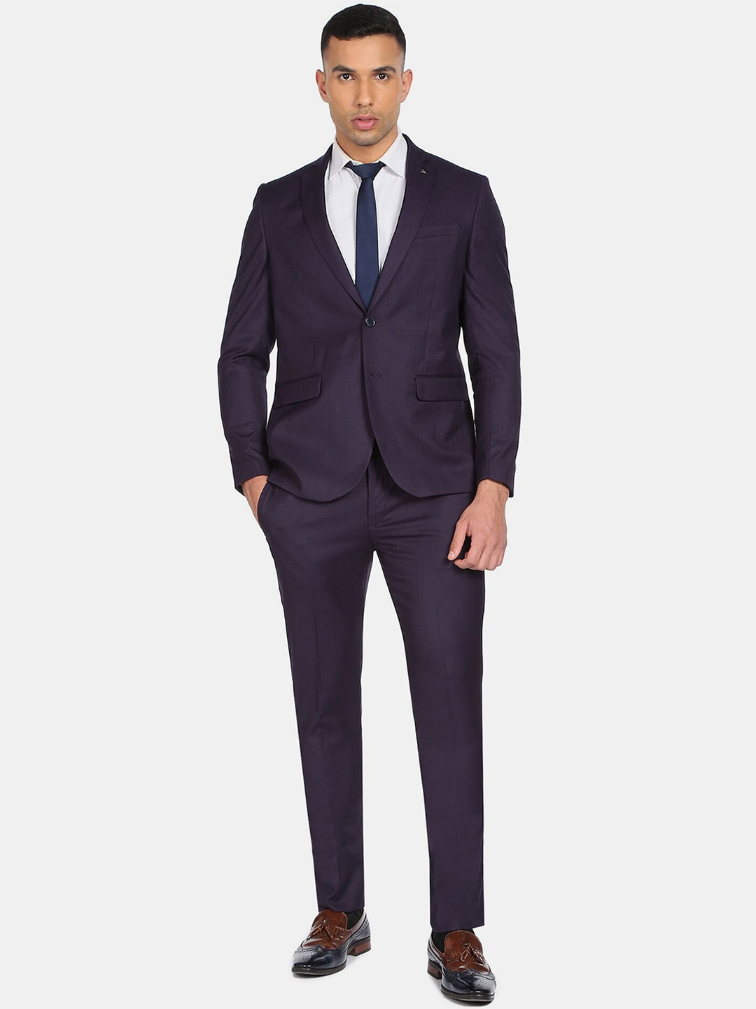 

Arrow Men Purple Solid Single-Breasted 2 Piece Suit