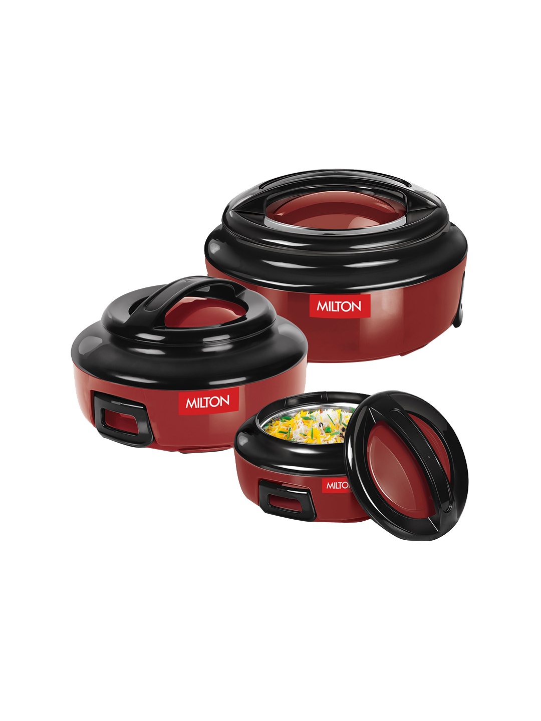 Milton Set of 3 Red Ernesto Inner Stainless Steel Jr Casserole 420 ml 850 ml 1.43 L