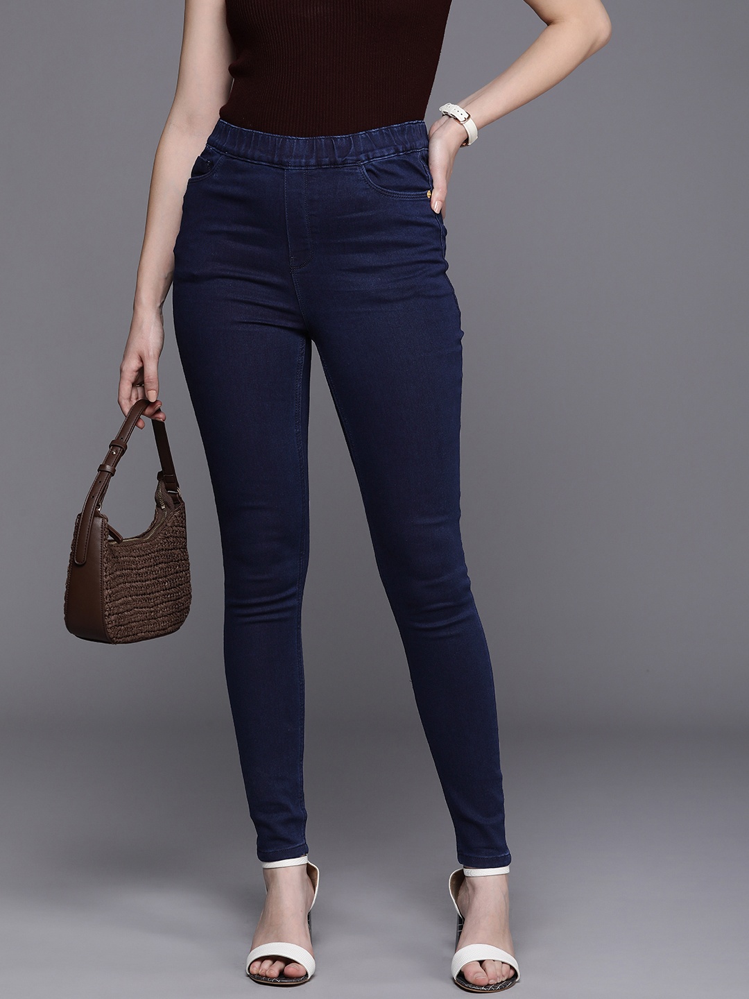 

Allen Solly Woman High-Rise Stretchable Jeans, Navy blue