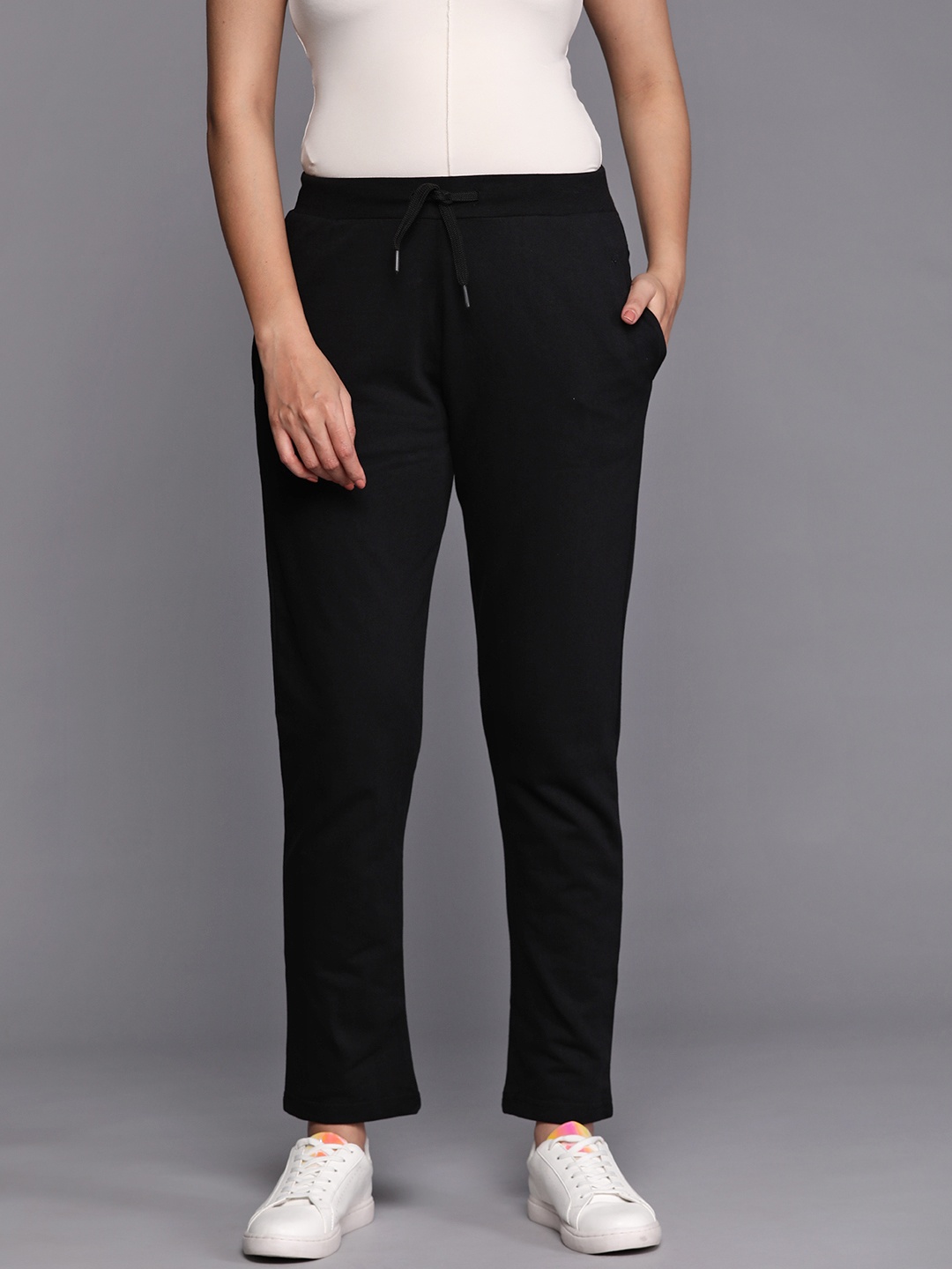 

Allen Solly Woman Pure Cotton Track Pants, Black
