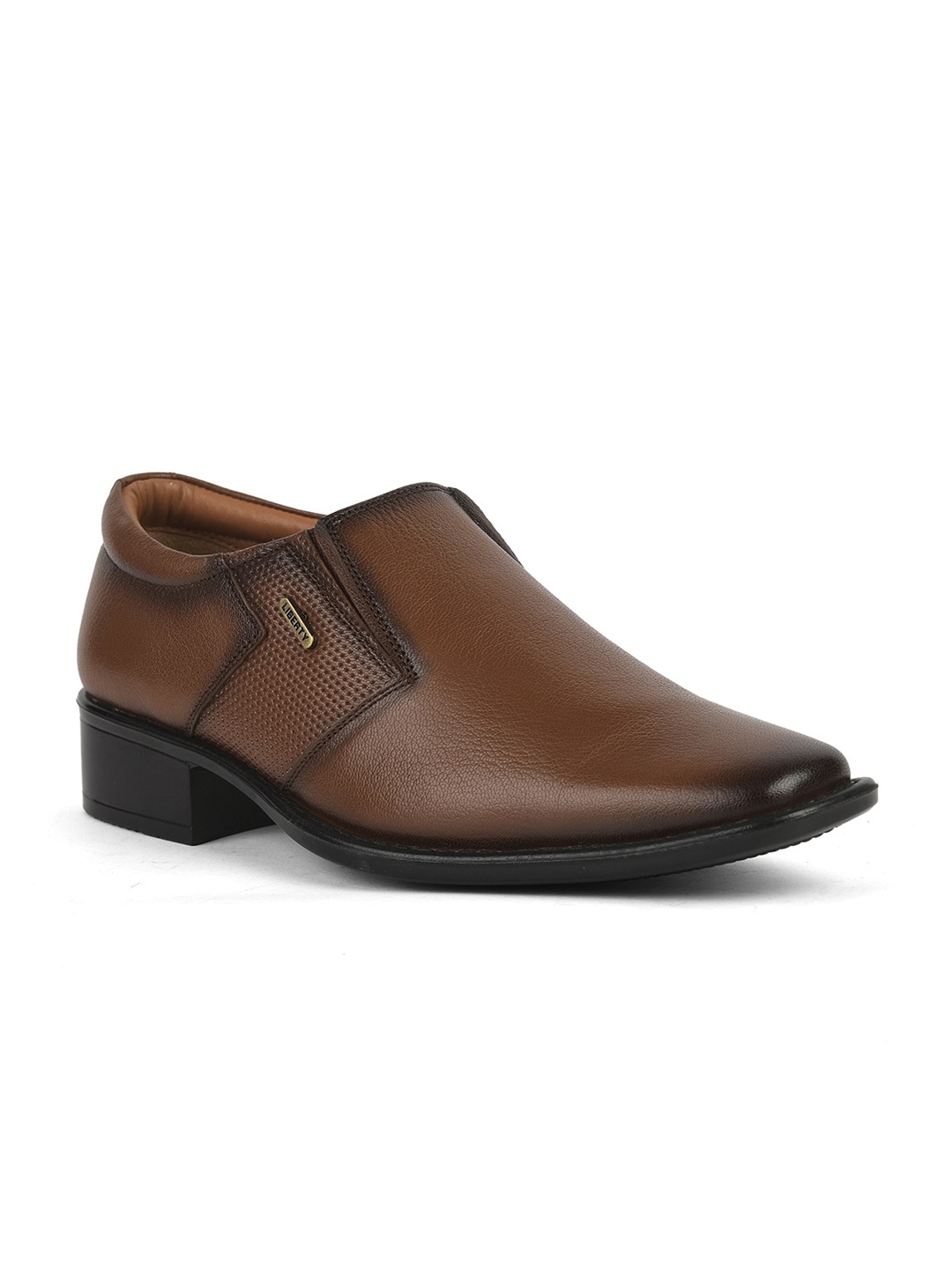 

Liberty Men Tan Textured Leather Formal Slip-Ons