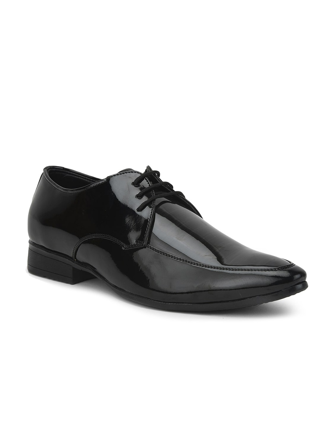 

Liberty Men Black Solid Leather Formal Derby Shoes