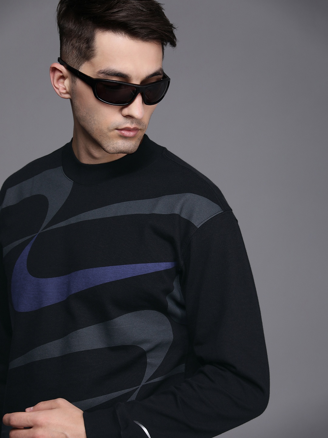 

Nike Men Brand Logo Printed ASM Pure Cotton T-shirt, Black