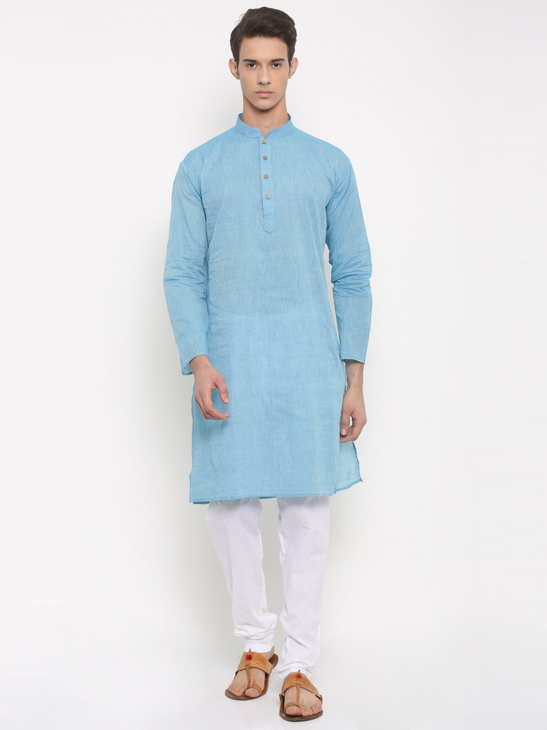 

RG DESIGNERS Men Blue & White Solid Kurta with Pyjamas