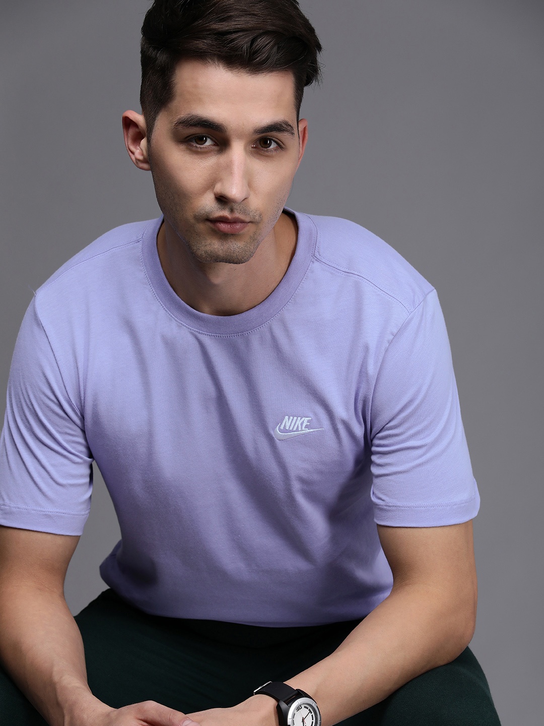 

Nike Men Brand Logo Pure Cotton Club T-shirt, Lavender