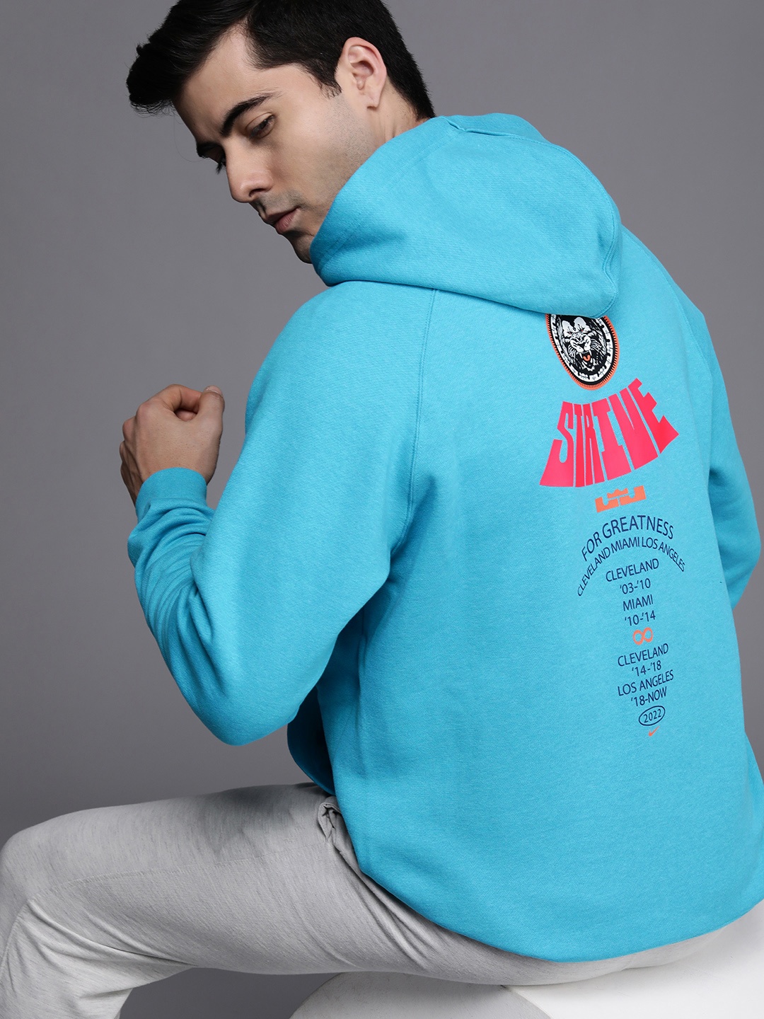 

Nike Men Typography Printed AS LJ M NK Hooded Sweatshirt, Blue