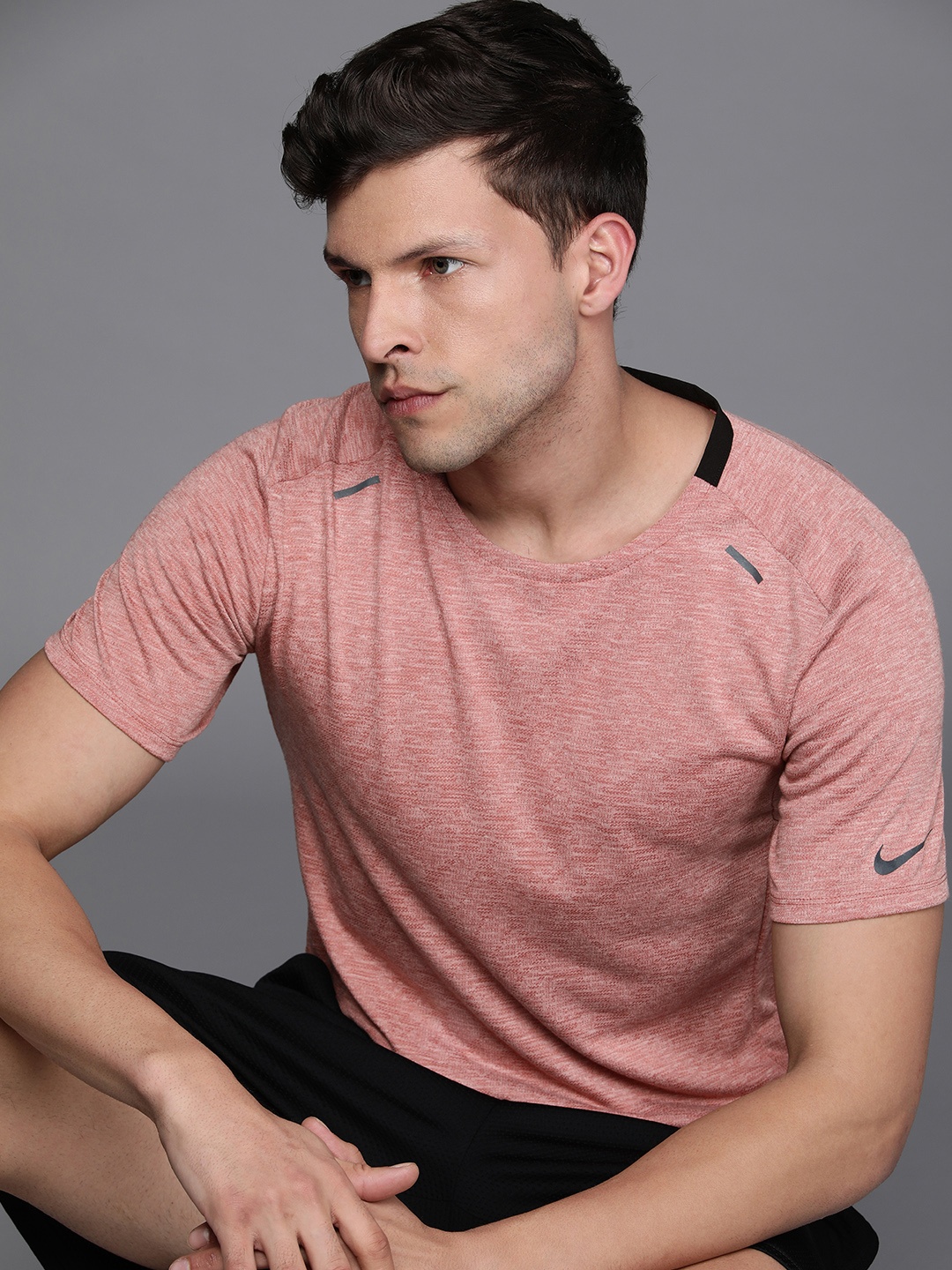 

Nike Men Pink Dri-FiT Slim Fit Short Sleeves T-shirt