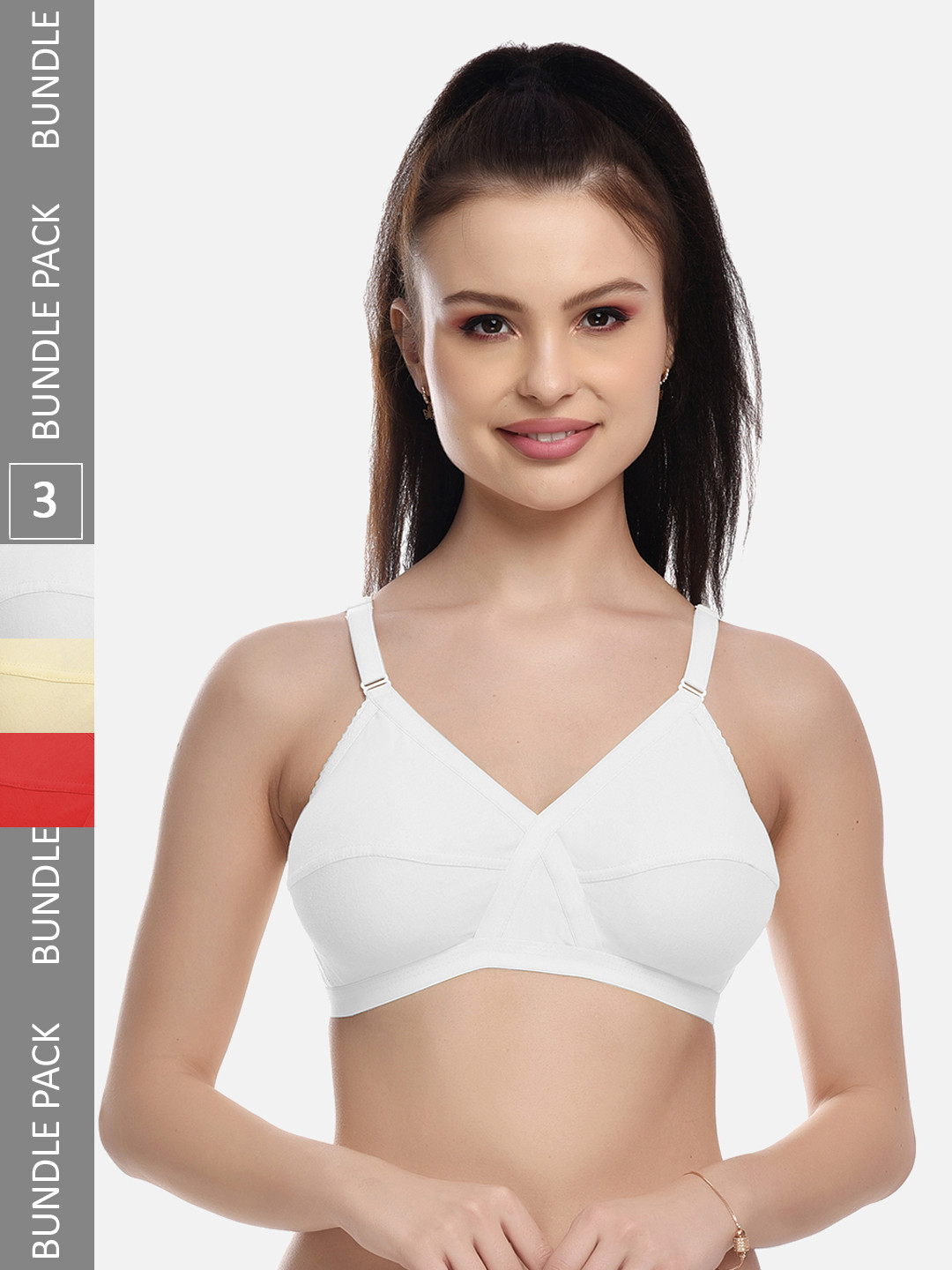 

FIMS Women Pack Of 3 Cotton Bra, White