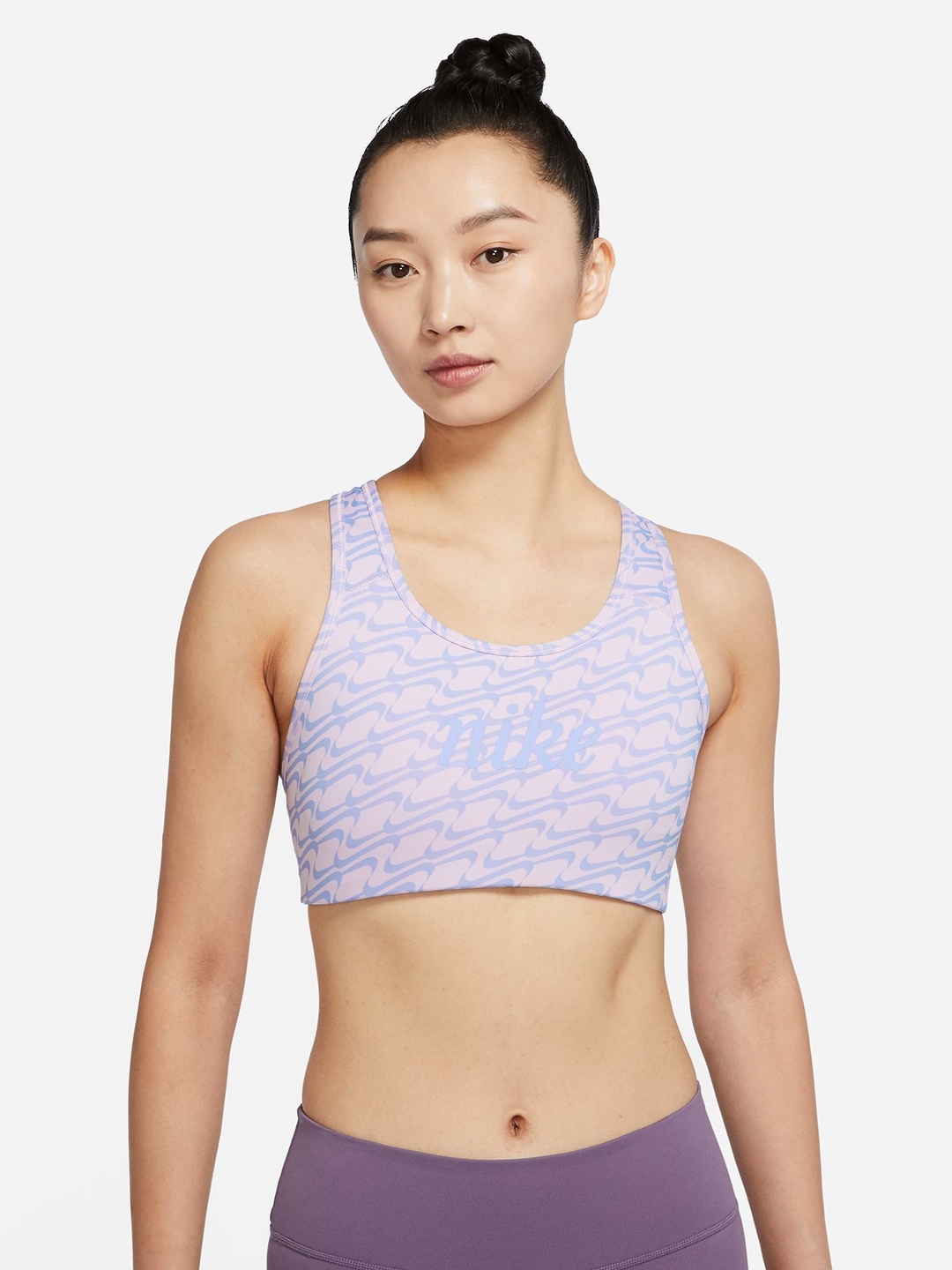 

Nike Swoosh Icon Clash Women's Medium-Support Non-Padded Allover-Print Sports Bra, Lavender