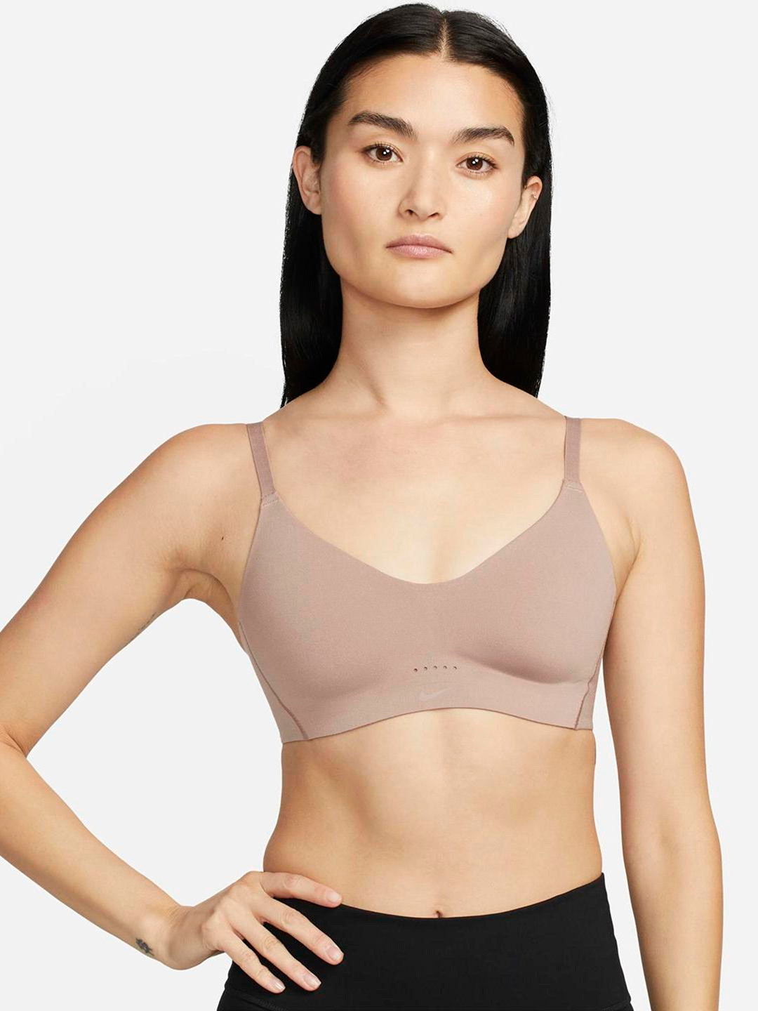 

Nike Solid Lightly Padded Bra, Brown