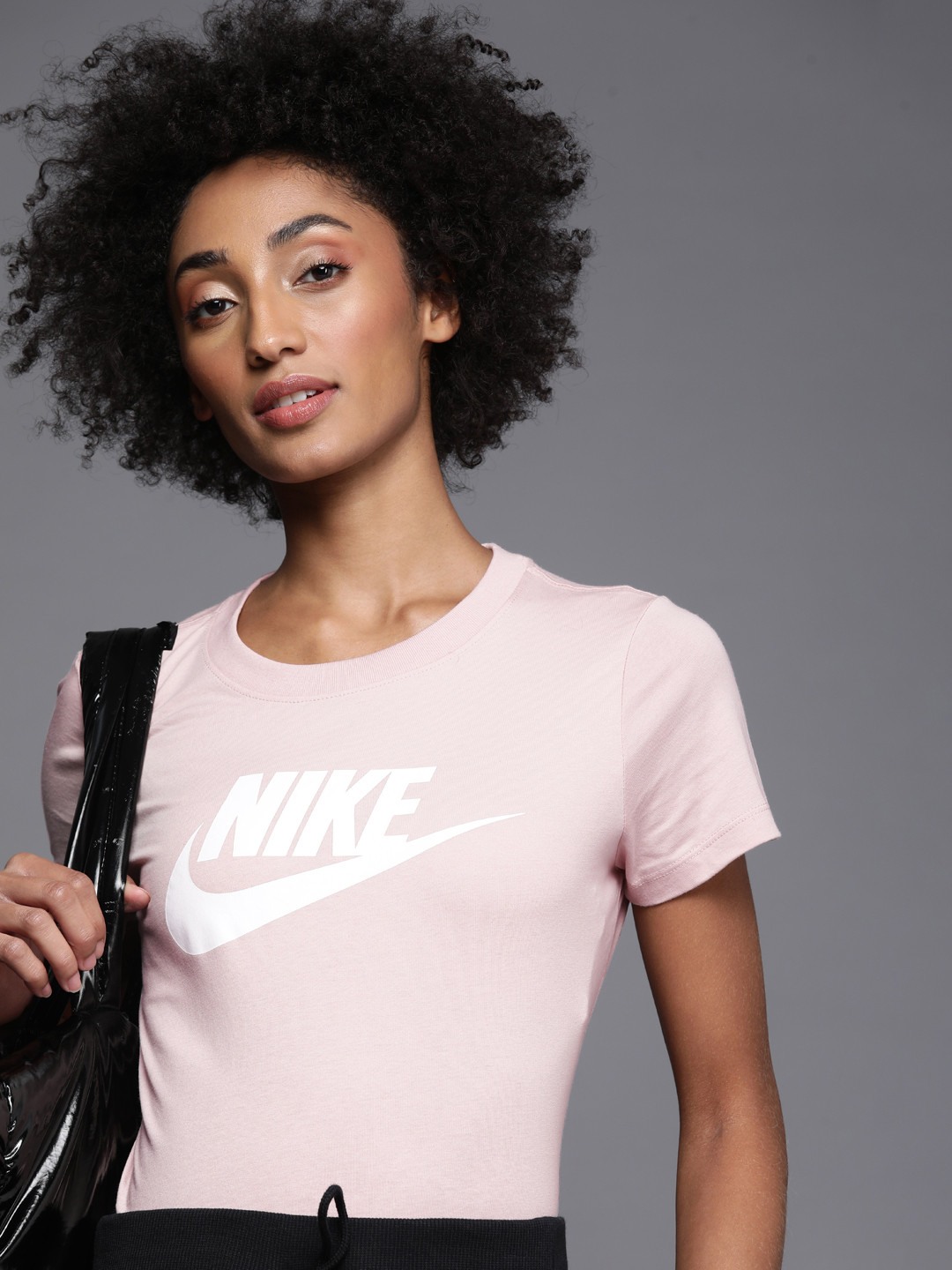 

Nike Women Pink & White Brand Logo Printed Pure Cotton Top