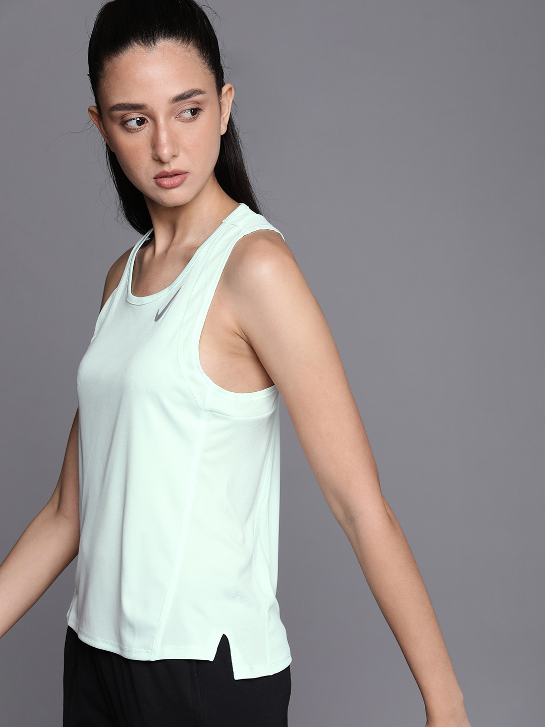 

Nike Women Brand Logo Printed Tank Running Top, Green