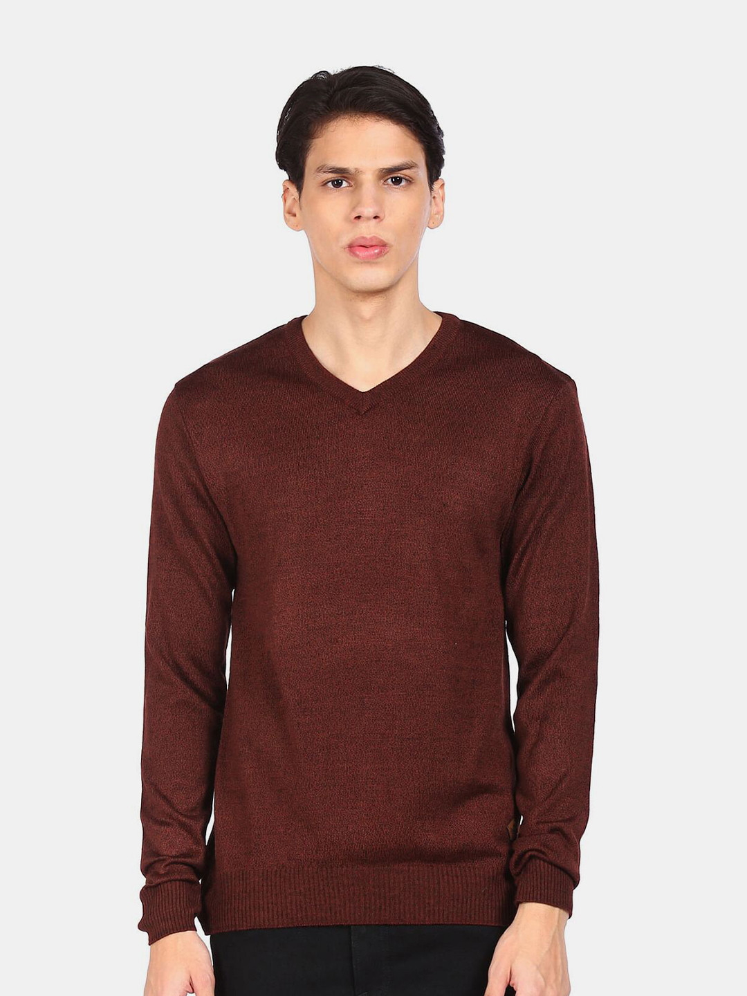 

Ruggers Men Brown Ribbed Pullover