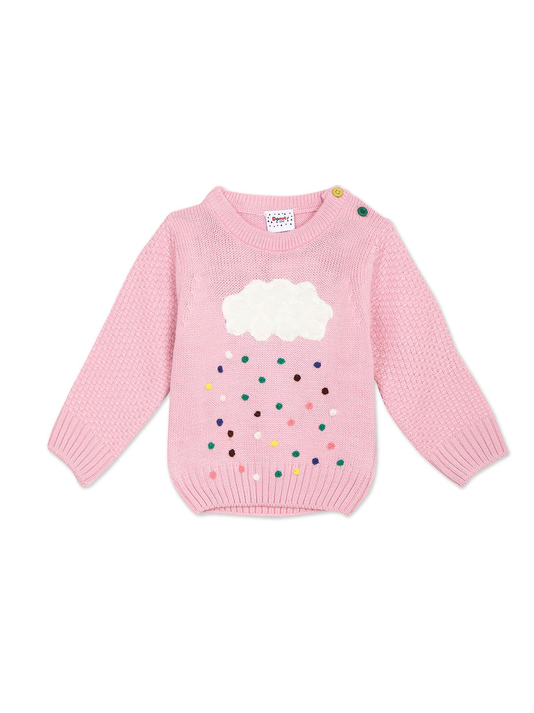 

Donuts Girls Pink & White Self Design Pullover