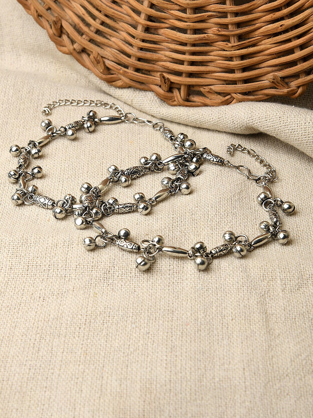

Fida Silver-Plated & Beaded Anklets
