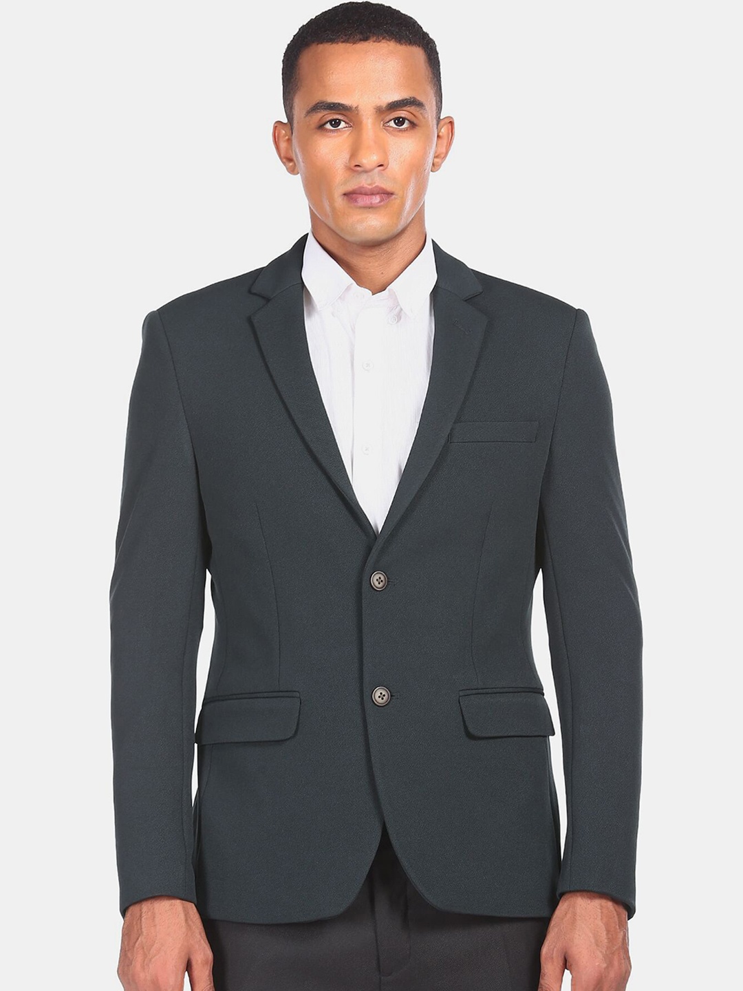

Flying Machine Men Grey Solid Single-Breasted Formal Blazers