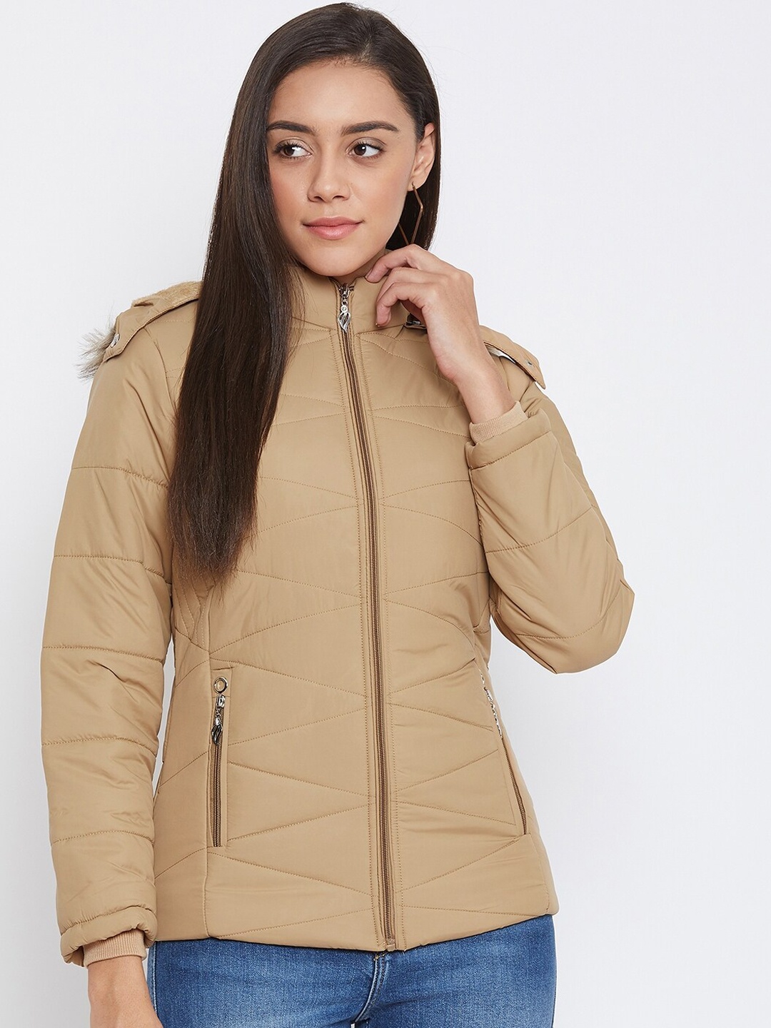 

Spirit Women Beige Windcheater Puffer Jacket