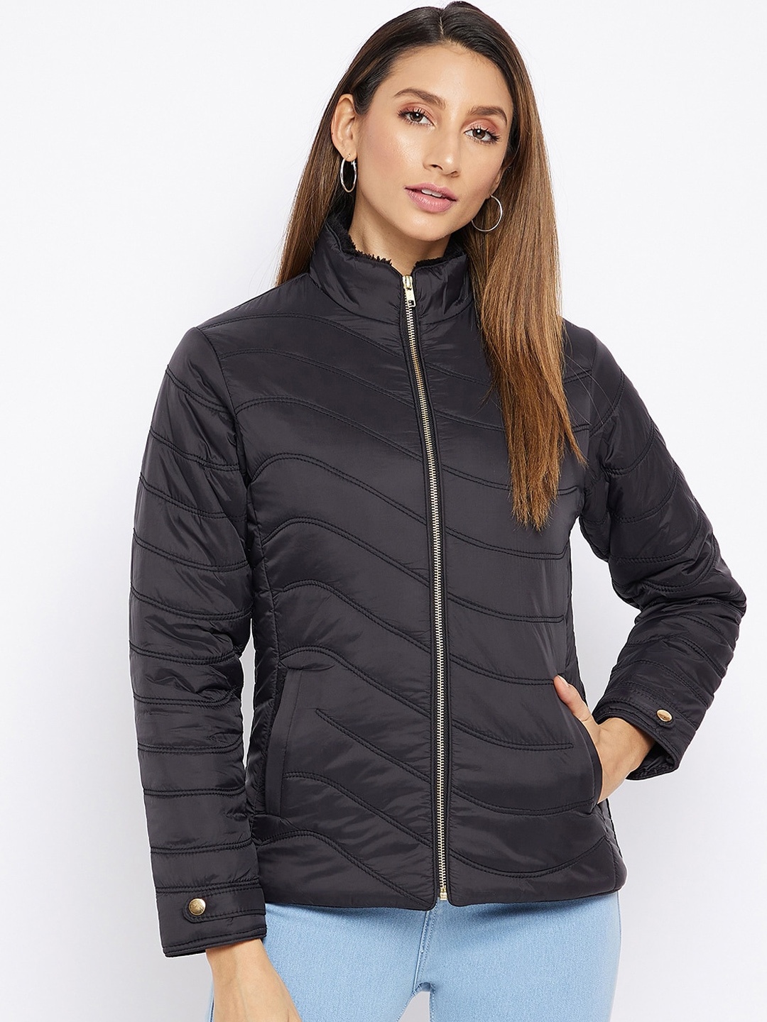 

Spirit Women Black Windcheater Padded Jacket