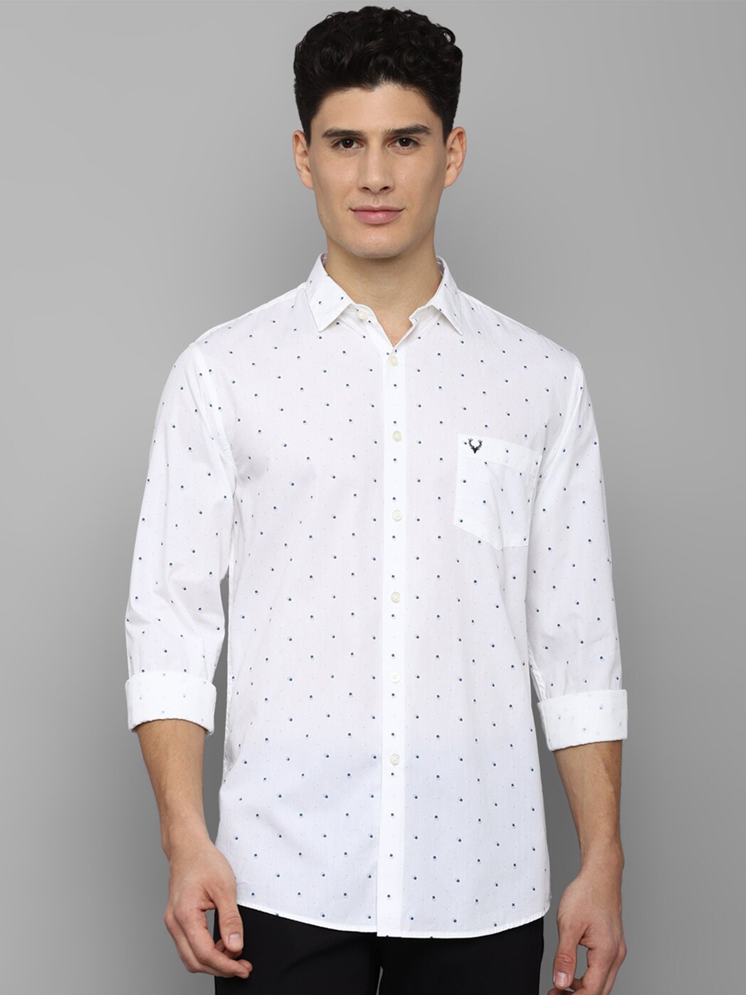 

Allen Solly Men White Slim Fit Printed Pure Cotton Casual Shirt