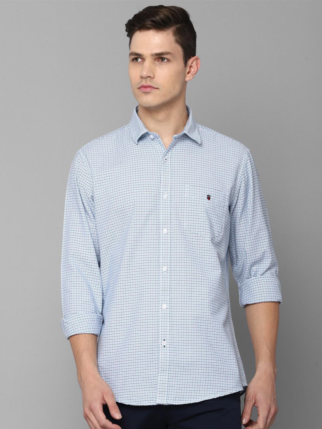 

Louis Philippe Sport Men Blue Slim Fit Grid Tattersall Checked Pure Cotton Casual Shirt