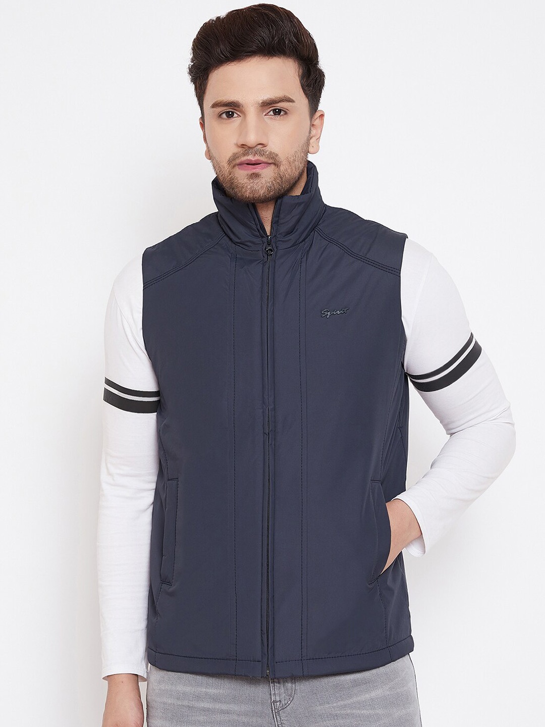 

Spirit Men Blue Windcheater Padded Jacket