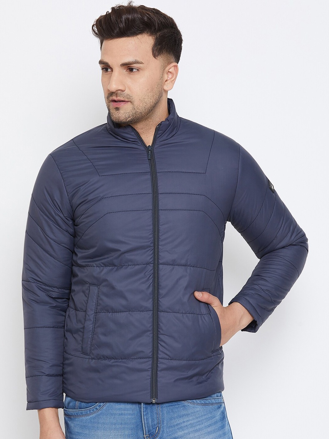 

Spirit Men Navy Blue Windcheater Puffer Jacket