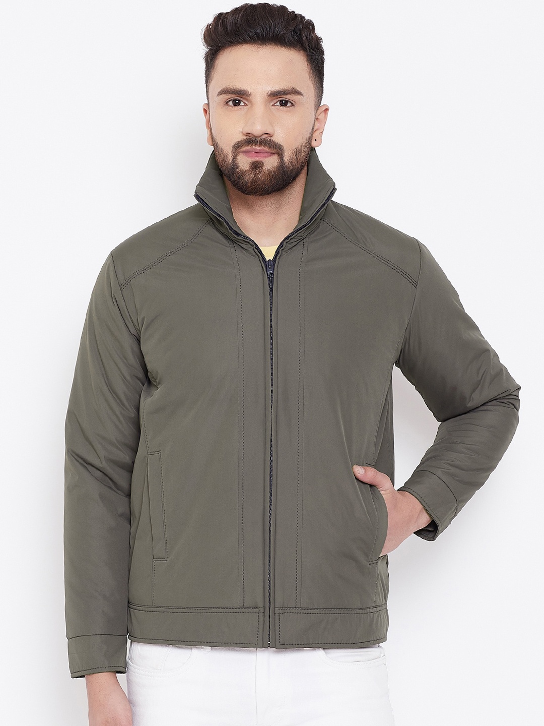 

Spirit Men Olive Green Lightweight Bomber Jacket