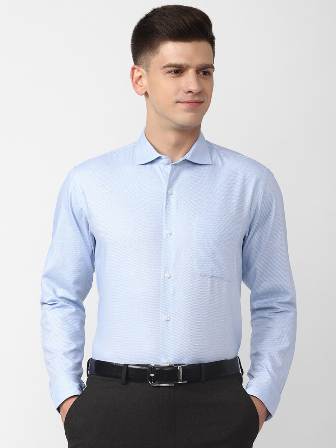 

Peter England Elite Men Blue Formal Shirt