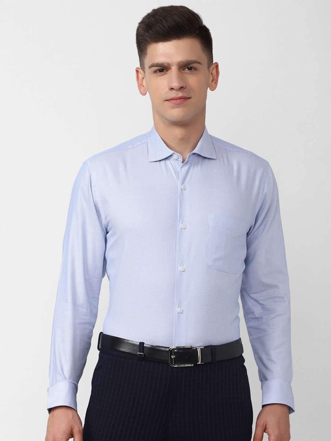 

Peter England Elite Men Blue Formal Shirt