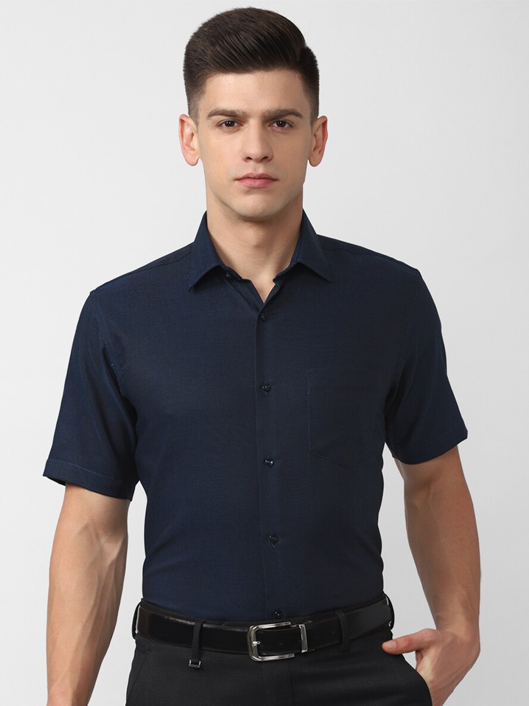 

Van Heusen Men Navy Blue Formal Shirt