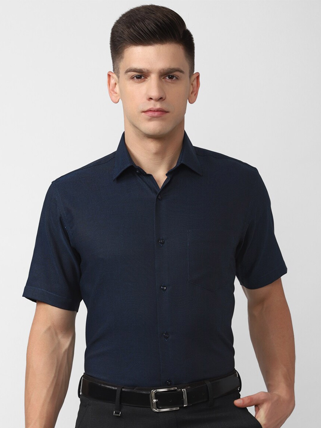 

Van Heusen Men Navy Blue Formal Shirt