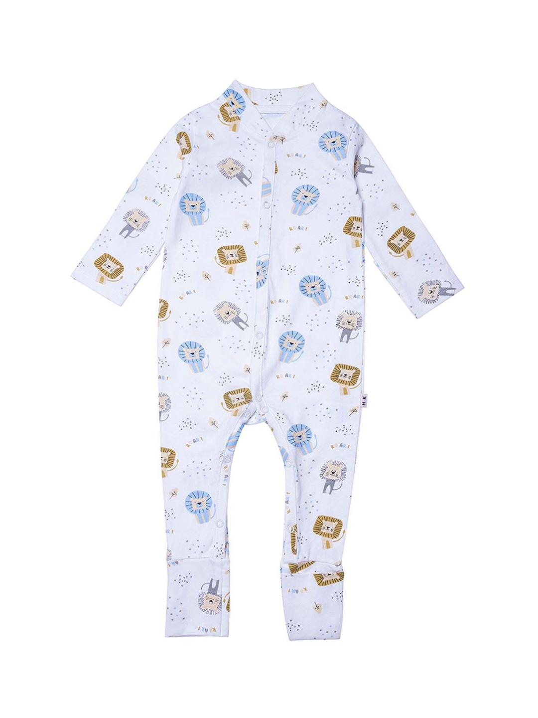 

haus & kinder Infant White Printed Cotton Sleepsuit