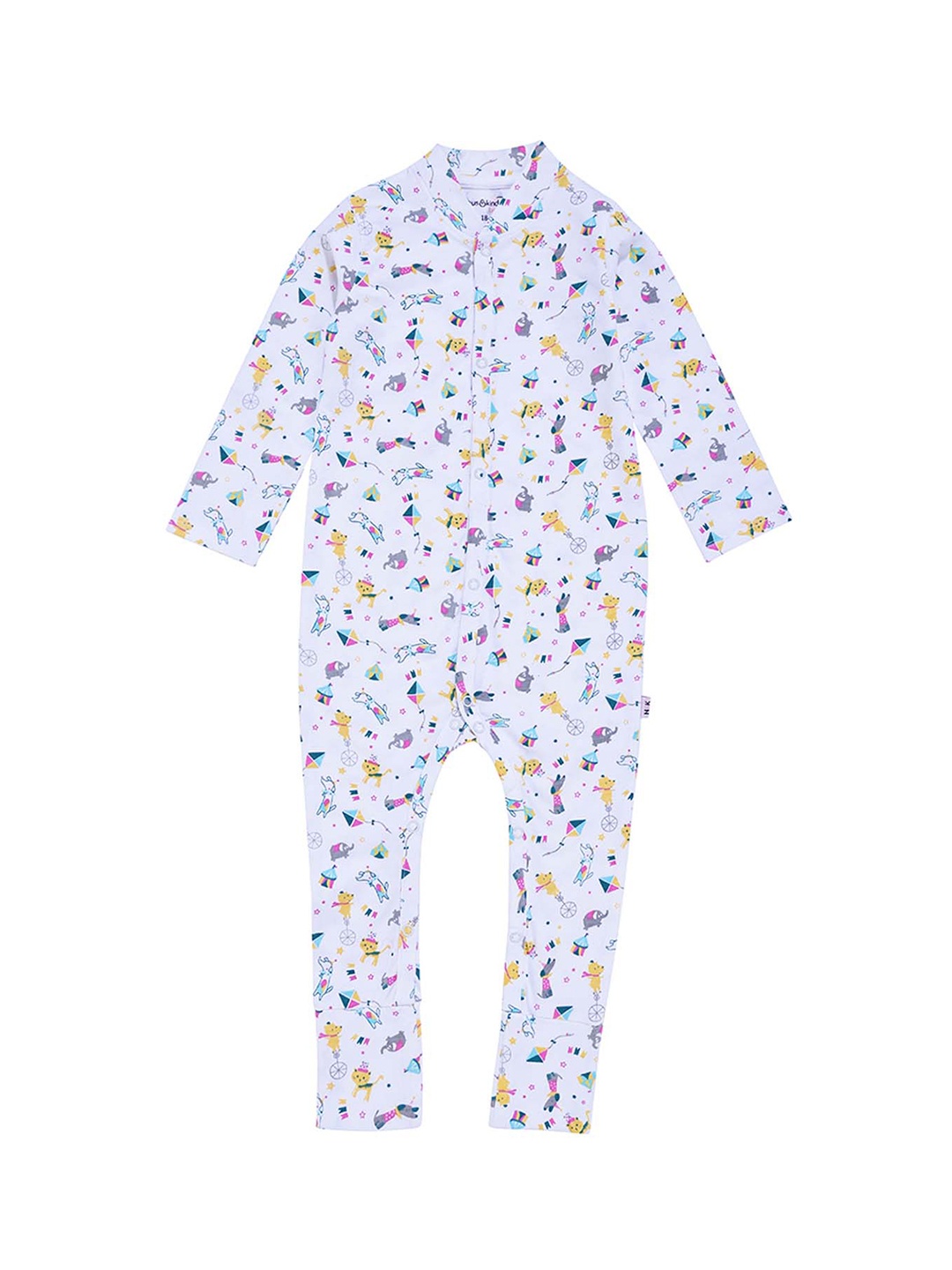 

haus & kinder Infant White Printed Cotton Sleepsuit