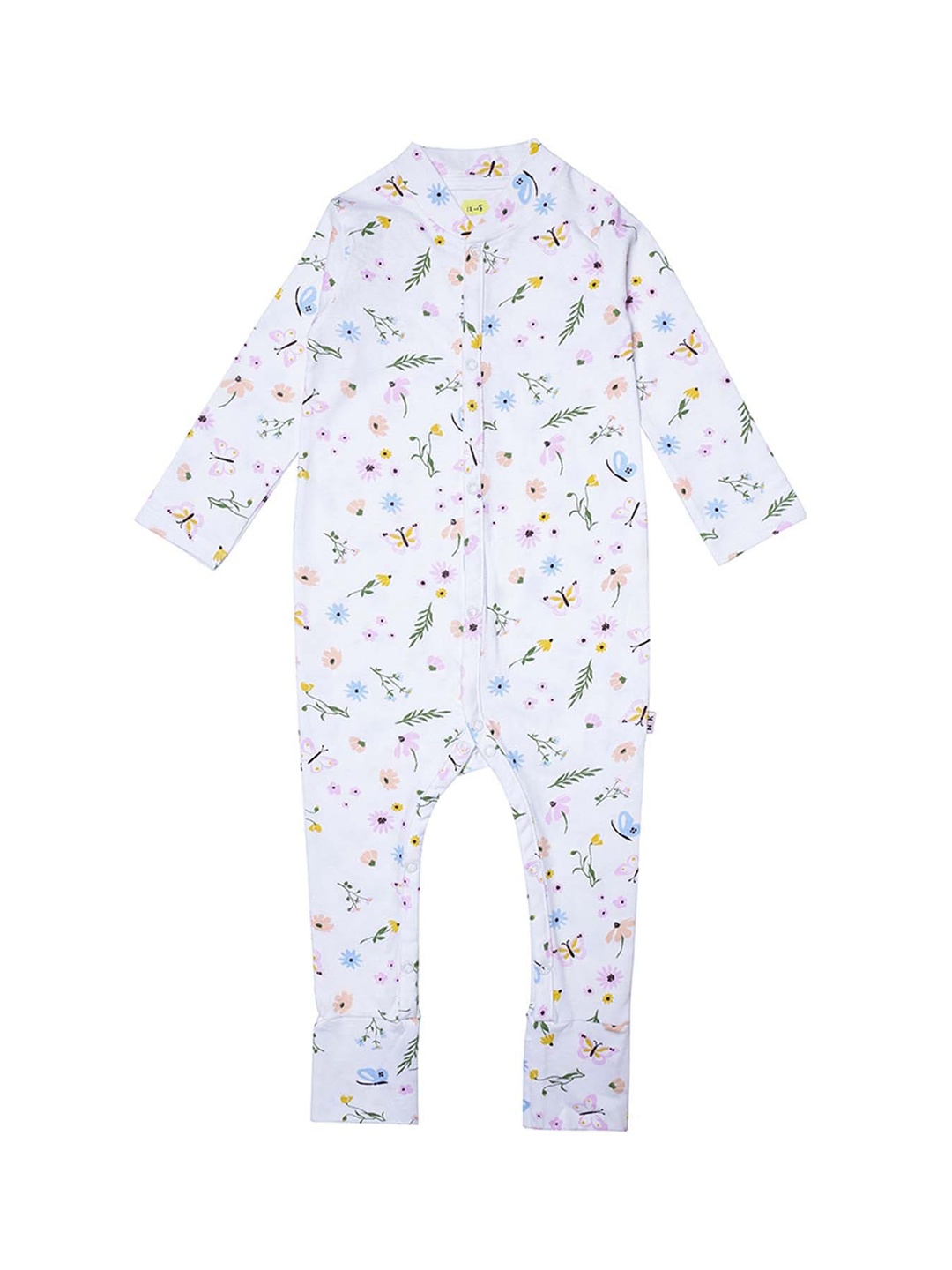 

haus & kinder Infant White Printed Cotton Sleepsuit